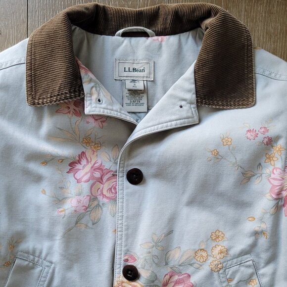 L.L. Bean Floral Blue Insulated Utility Barn Coat - Picture 2 of 13
